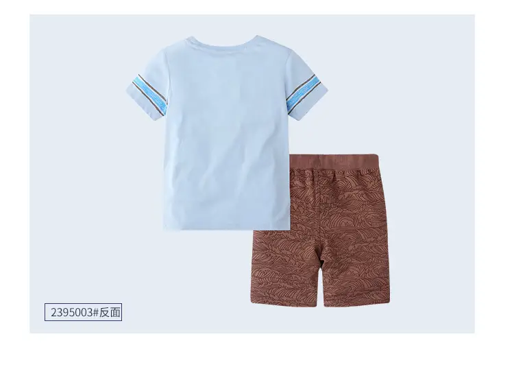 Summer Boys Cotton T-Shirt Shorts Set with Bear Print — feature 13