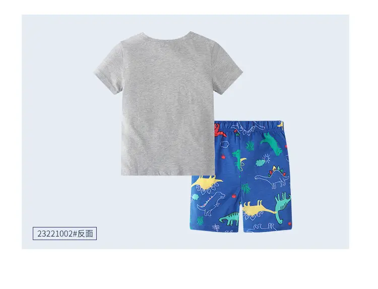 Summer Boys Cotton T-Shirt Shorts Set with Bear Print — feature 18