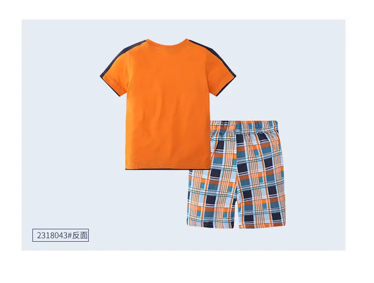 Summer Boys Cotton T-Shirt Shorts Set with Bear Print — feature 20