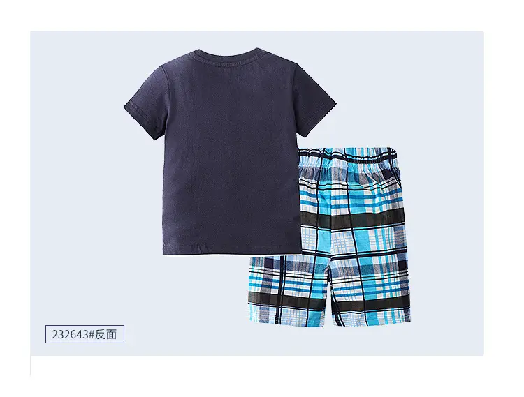 Summer Boys Cotton T-Shirt Shorts Set with Bear Print — feature 24