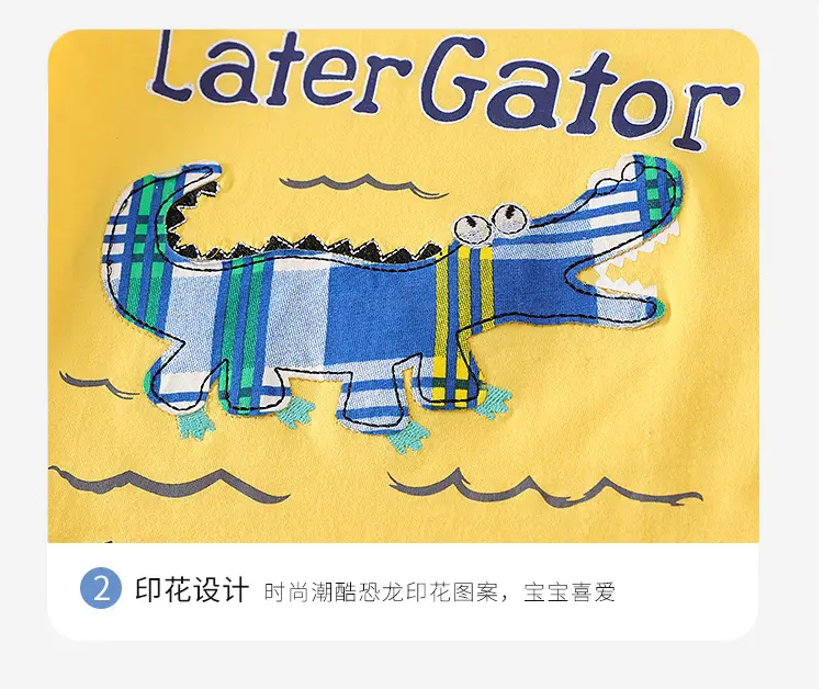 Summer Boys Cotton T-Shirt Shorts Set with Bear Print — feature 28