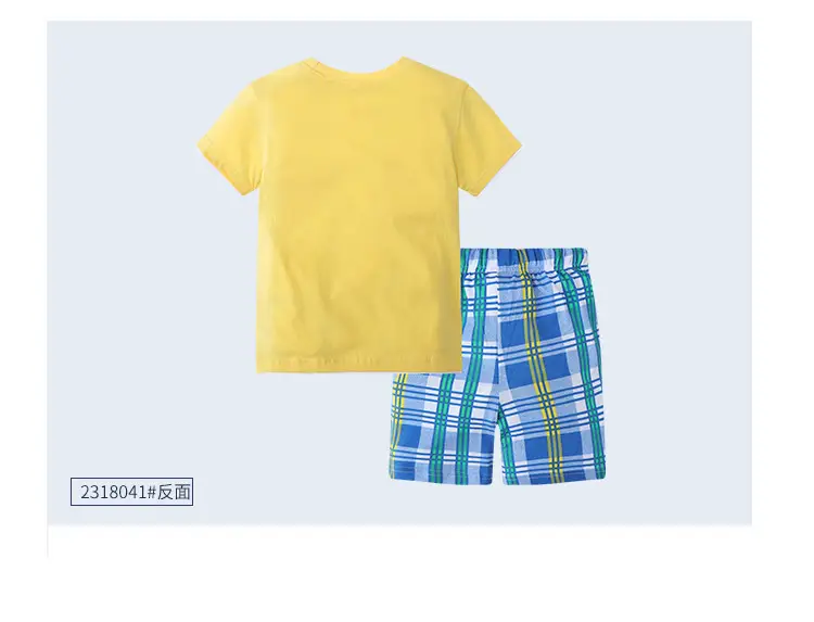 Summer Boys Cotton T-Shirt Shorts Set with Bear Print — feature 9