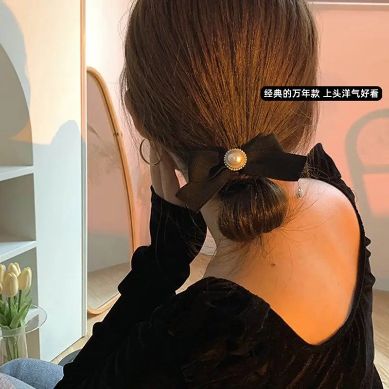 French Bow Hair Band for Women with Pearl Accents