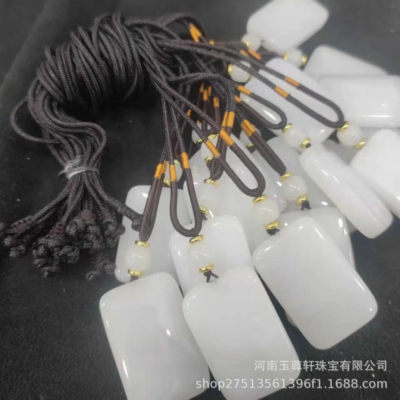 White Jade Square Pendant with Gold Plated Chain - Image 5
