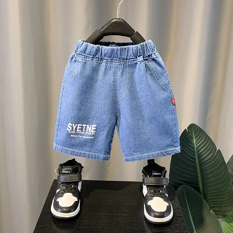 Summer Boys Green T-Shirt Blue Denim Shorts Set — feature 10