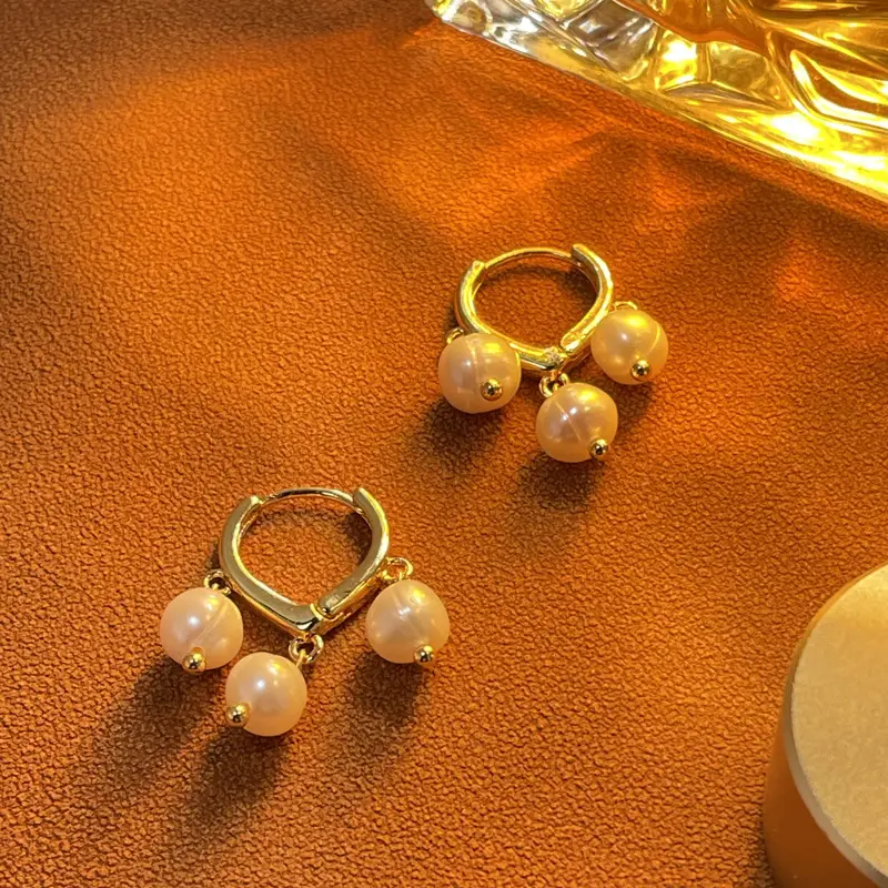 18K Gold Plated Pearl Earrings for Women - Image 4