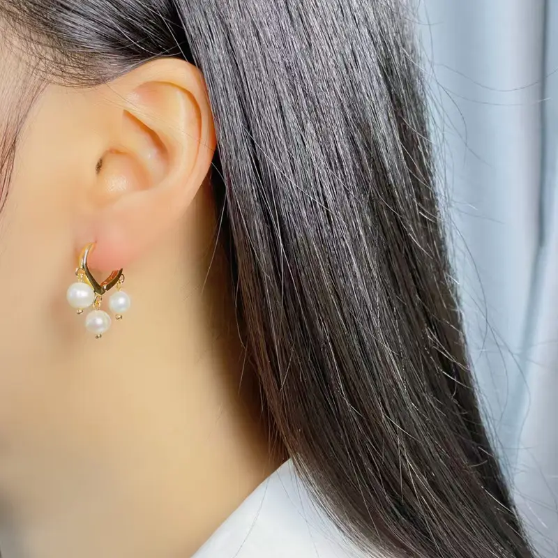 18K Gold Plated Pearl Earrings for Women - Image 5