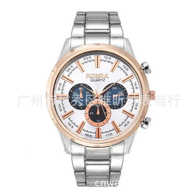 Rosra Quartz Men's Chronograph Watch Rose Gold Black Dial