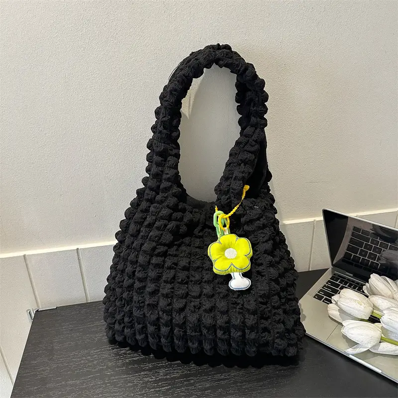 Black Bubble Flower Handbag 2026 Summer - Image 7