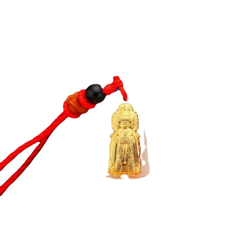 Gold Inlaid Jade Mazu Empress Pendant 999 Gold White