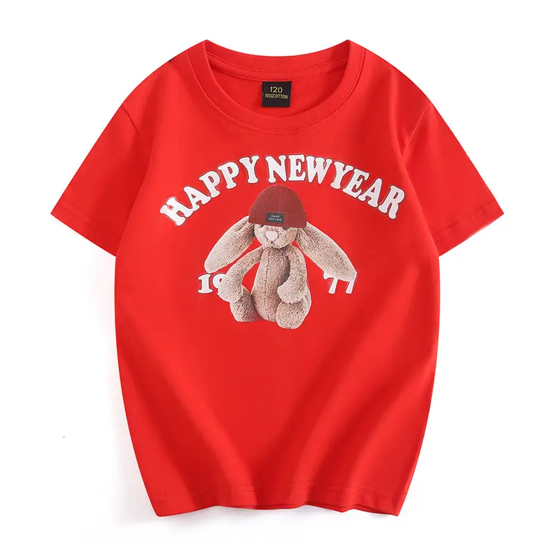Girls Happy New Year T-Shirt Black Round Neck Short Sleeve - Image 3