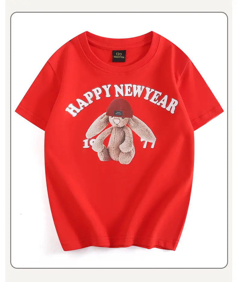 Girls Happy New Year T-Shirt Black Round Neck Short Sleeve — feature 34