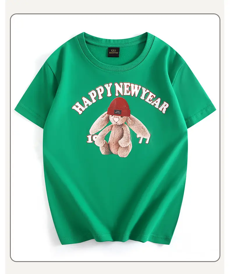 Girls Happy New Year T-Shirt Black Round Neck Short Sleeve — feature 36