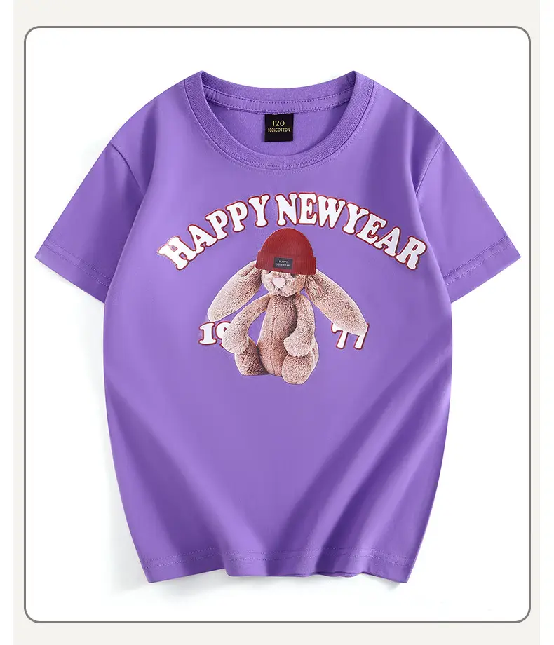 Girls Happy New Year T-Shirt Black Round Neck Short Sleeve — feature 38