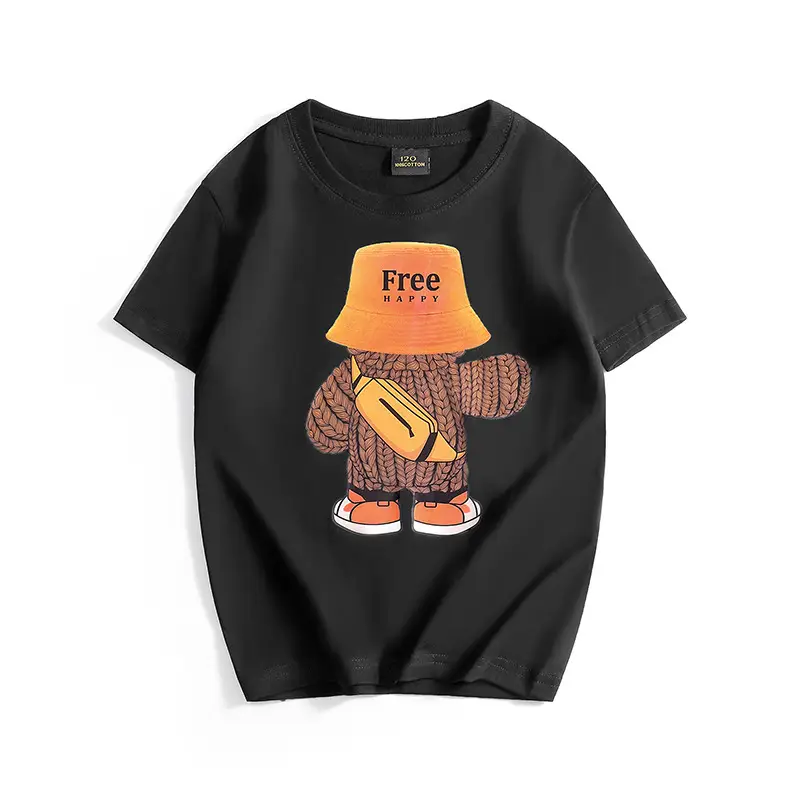 Free Bear Graphic Yellow T-Shirt for Kids - Image 2