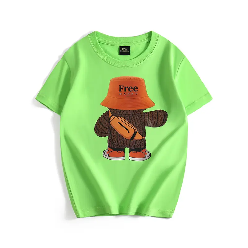 Free Bear Graphic Yellow T-Shirt for Kids - Image 7