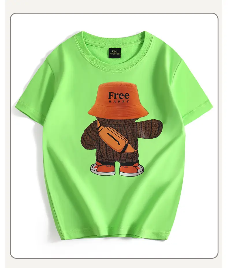 Free Bear Graphic Yellow T-Shirt for Kids — feature 42