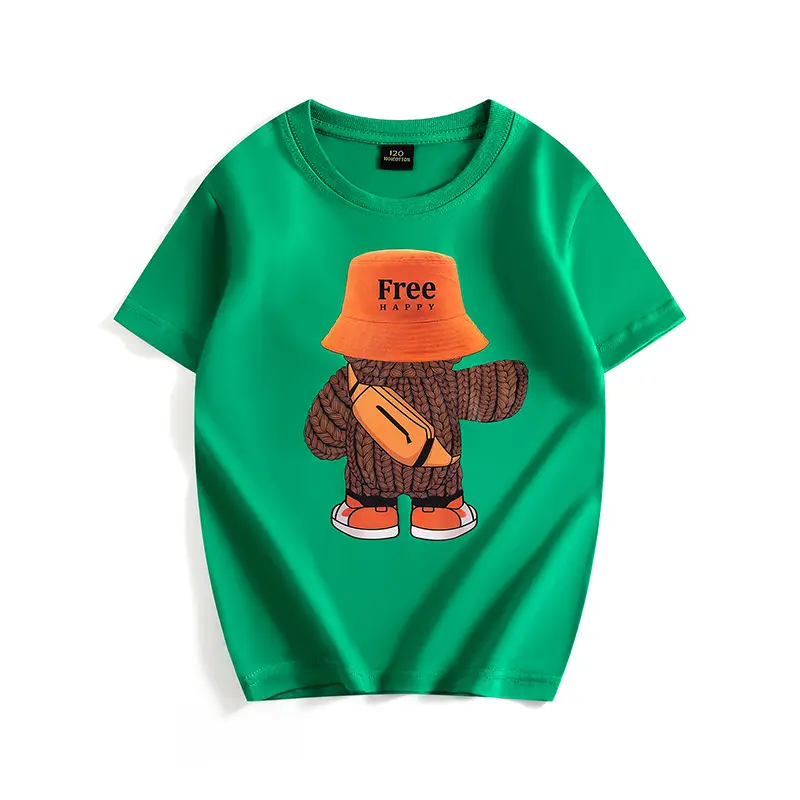 Free Bear Graphic Yellow T-Shirt for Kids - Image 5