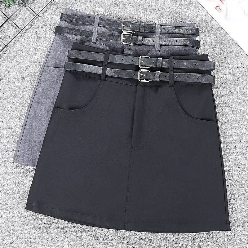 Black Belted Short Skirt with Phone Pocket 2023 - Image 2