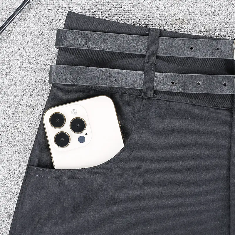 Black Belted Short Skirt with Phone Pocket 2023 - Image 4