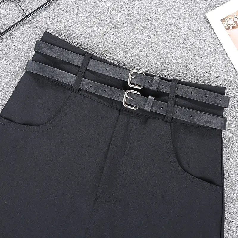 Black Belted Short Skirt with Phone Pocket 2023 — feature 5