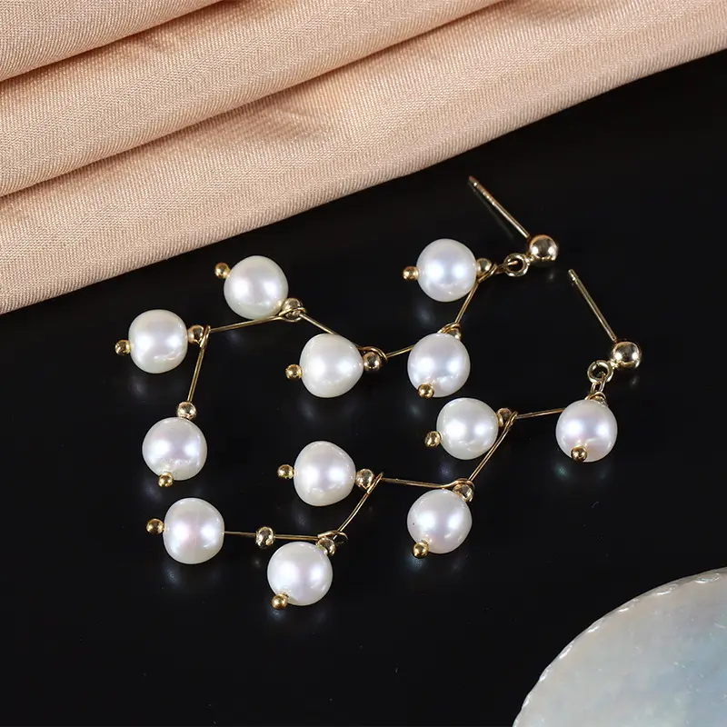 Pearl Earrings Natural Freshwater S925 Silver Gold Plated - Image 6