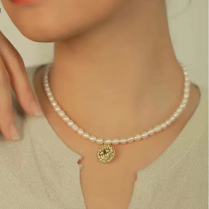 Natural Pearl Necklace with Devil's Eye Pendant - Image 3