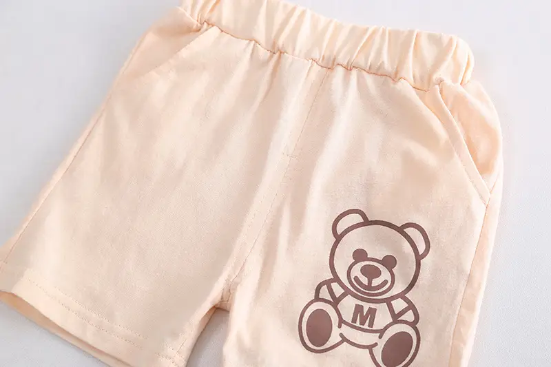 Children Cotton T-Shirt Shorts Suit Beige Baby Summer — feature 11