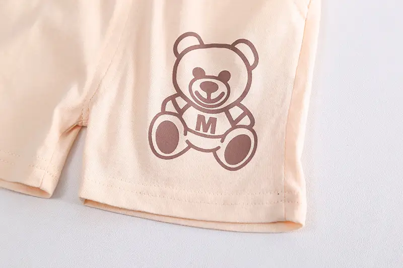 Children Cotton T-Shirt Shorts Suit Beige Baby Summer — feature 12