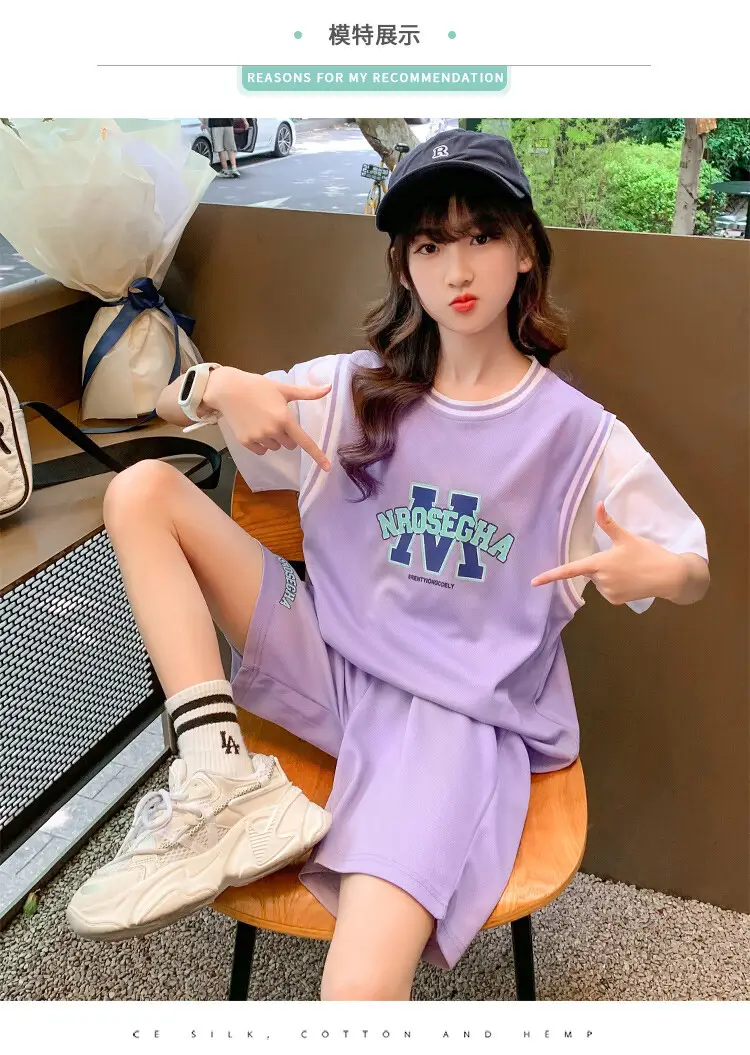 Girls Basketball Suit Summer Two-Piece Outfit — feature 14