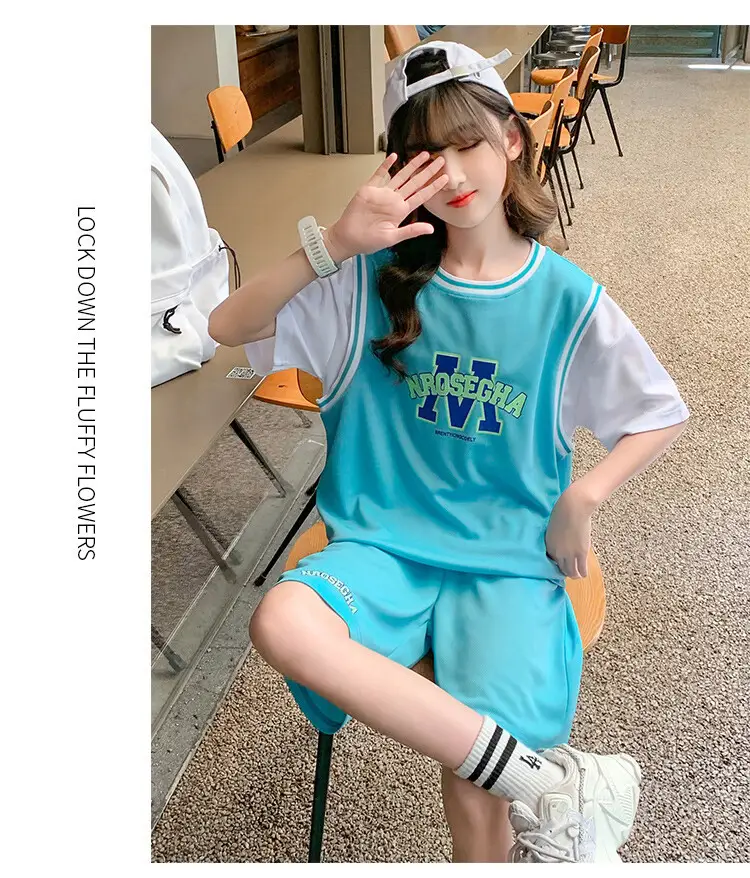 Girls Basketball Suit Summer Two-Piece Outfit — feature 15