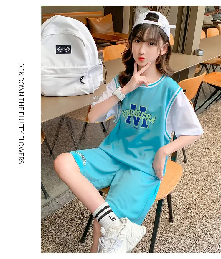 Girls Basketball Suit Summer Two-Piece Outfit — feature 19