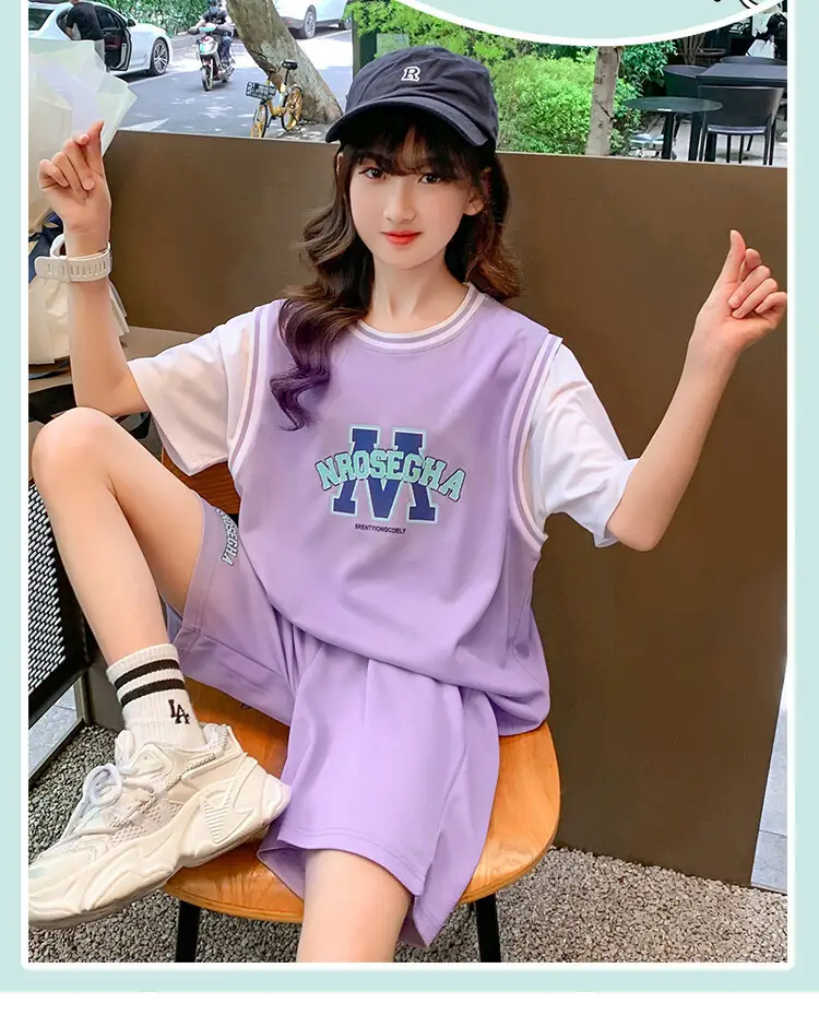 Girls Basketball Suit Summer Two-Piece Outfit — feature 2