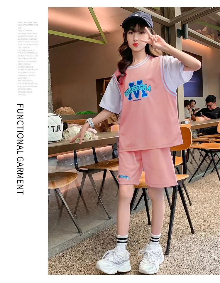 Girls Basketball Suit Summer Two-Piece Outfit — feature 4
