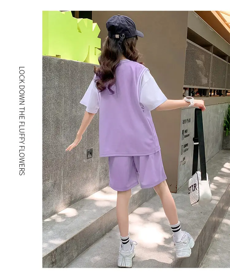 Girls Basketball Suit Summer Two-Piece Outfit — feature 5