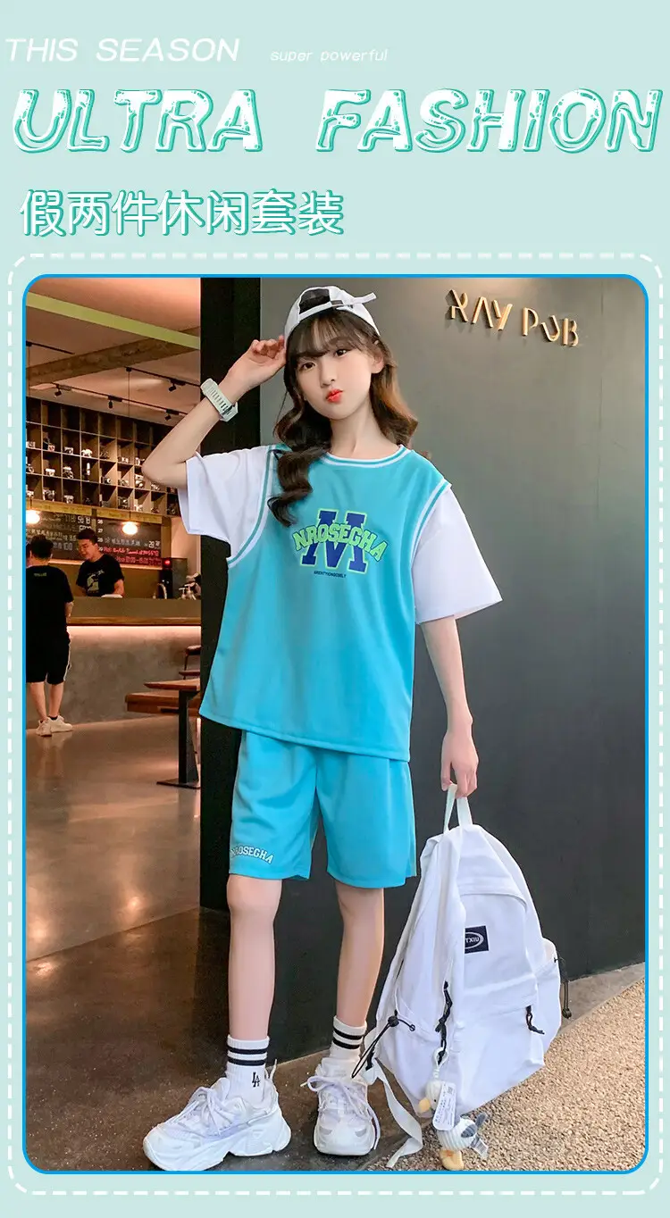 Girls Basketball Suit Summer Two-Piece Outfit — feature 6