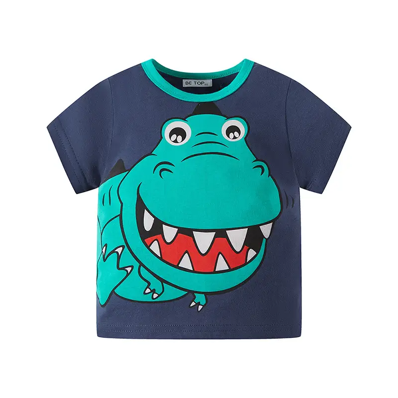 Boys Cotton T-Shirt Yellow Dinosaur Print
