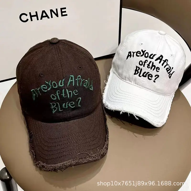 Women Baseball Cap White Black Retro Edge Japanese Style