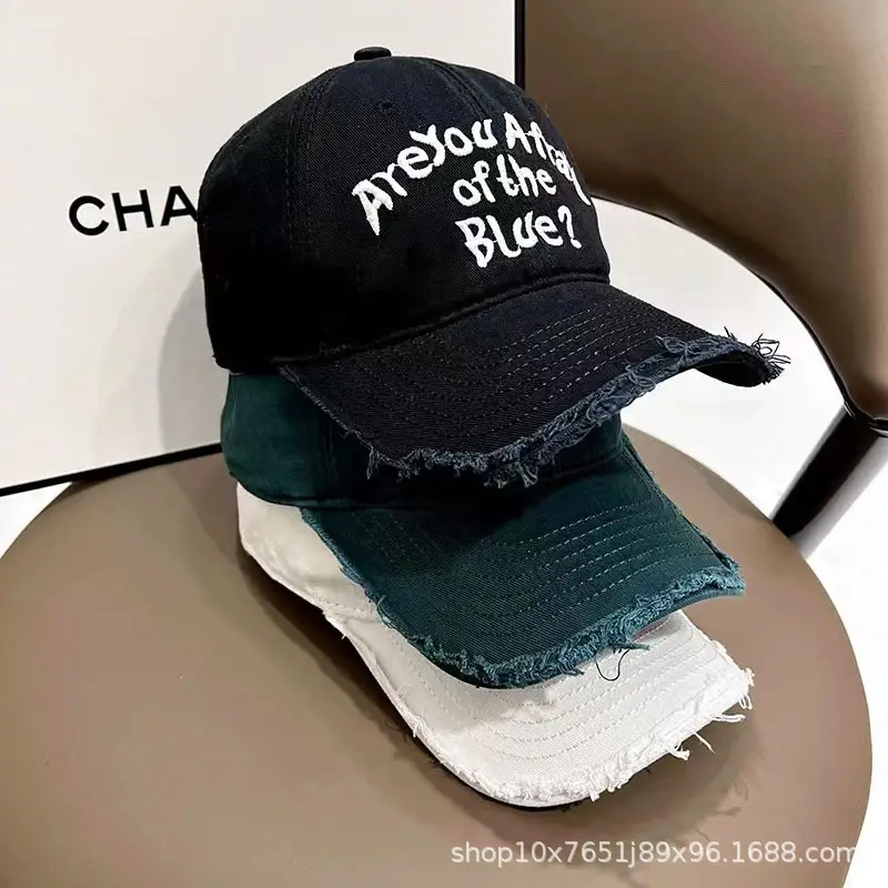 Women Baseball Cap White Black Retro Edge Japanese Style