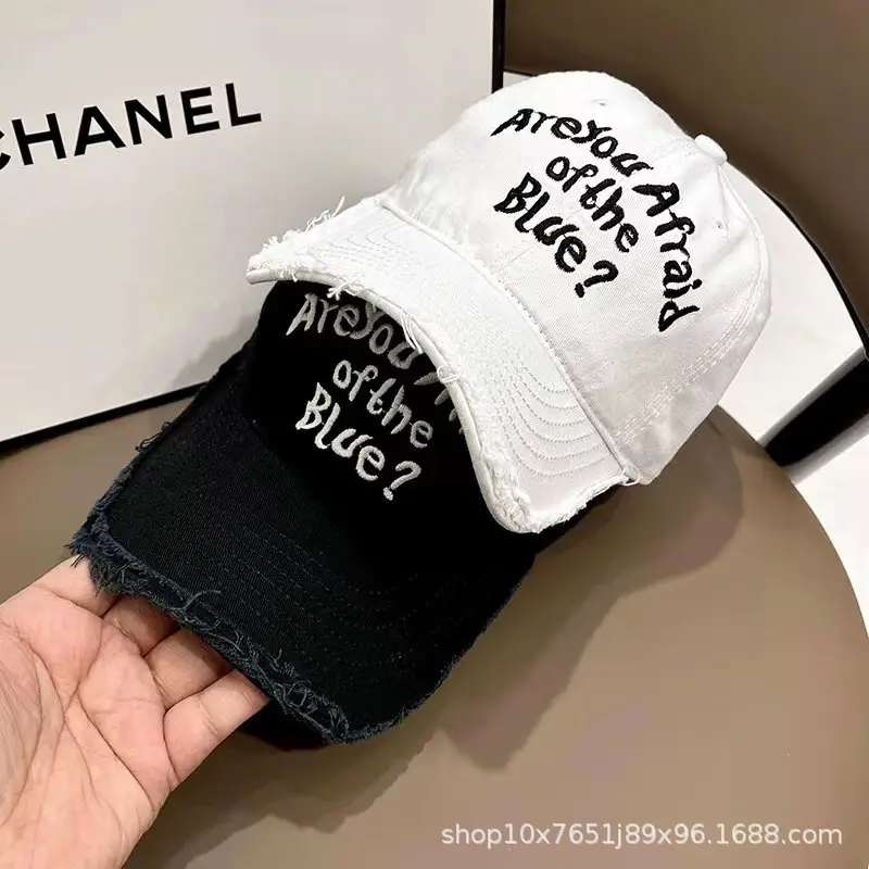 Women Baseball Cap White Black Retro Edge Japanese Style