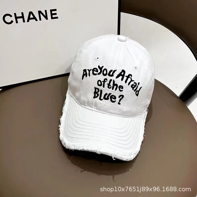 Women Baseball Cap White Black Retro Edge Japanese Style