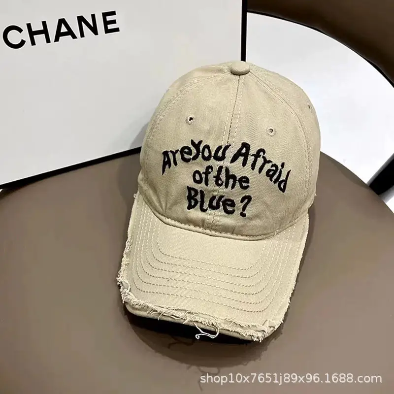 Women Baseball Cap White Black Retro Edge Japanese Style