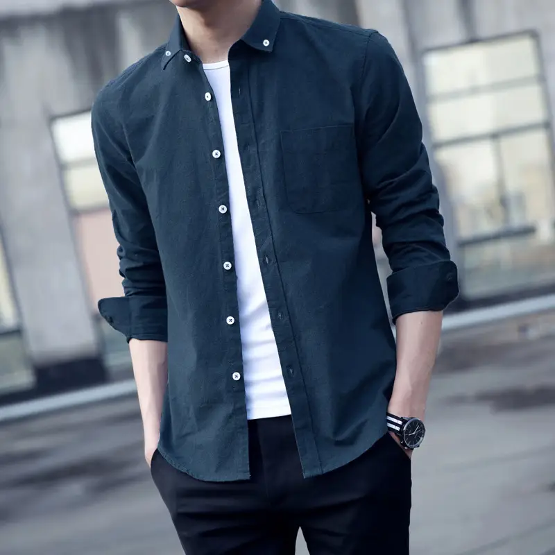 New Autumn Men's Long Sleeve Button Down Shirt - Image 38