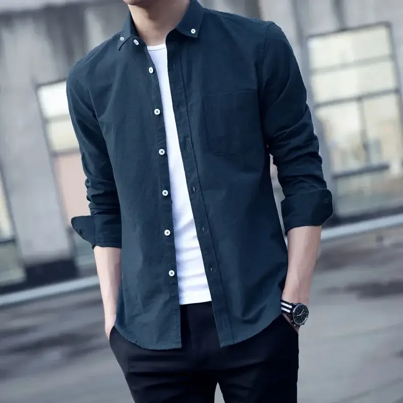 New Autumn Men's Long Sleeve Button Down Shirt - Image 31