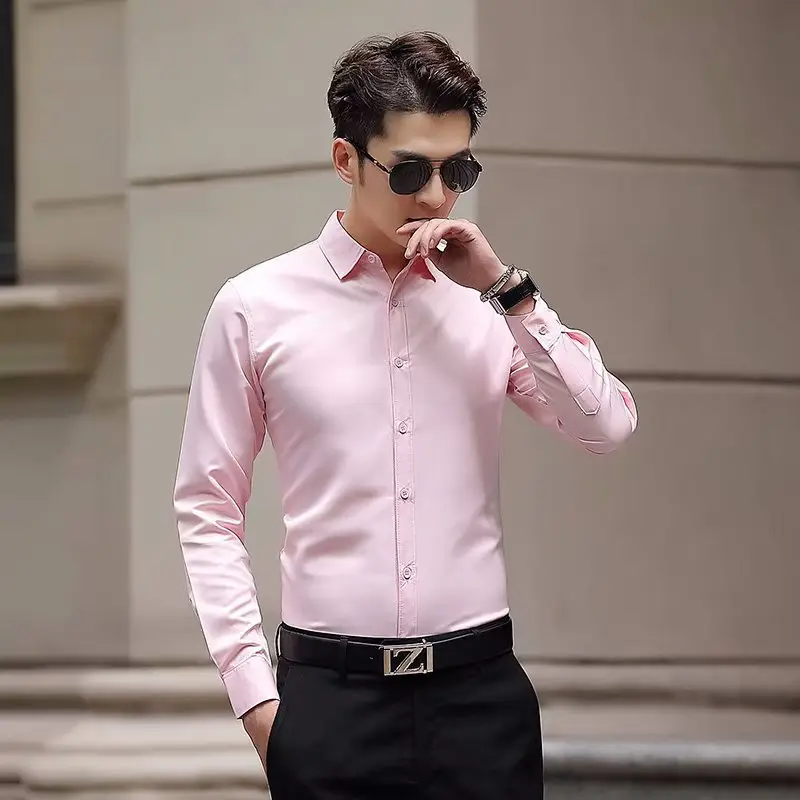 Men's Black Slim Fit Business Shirt with Button Front - Image 4