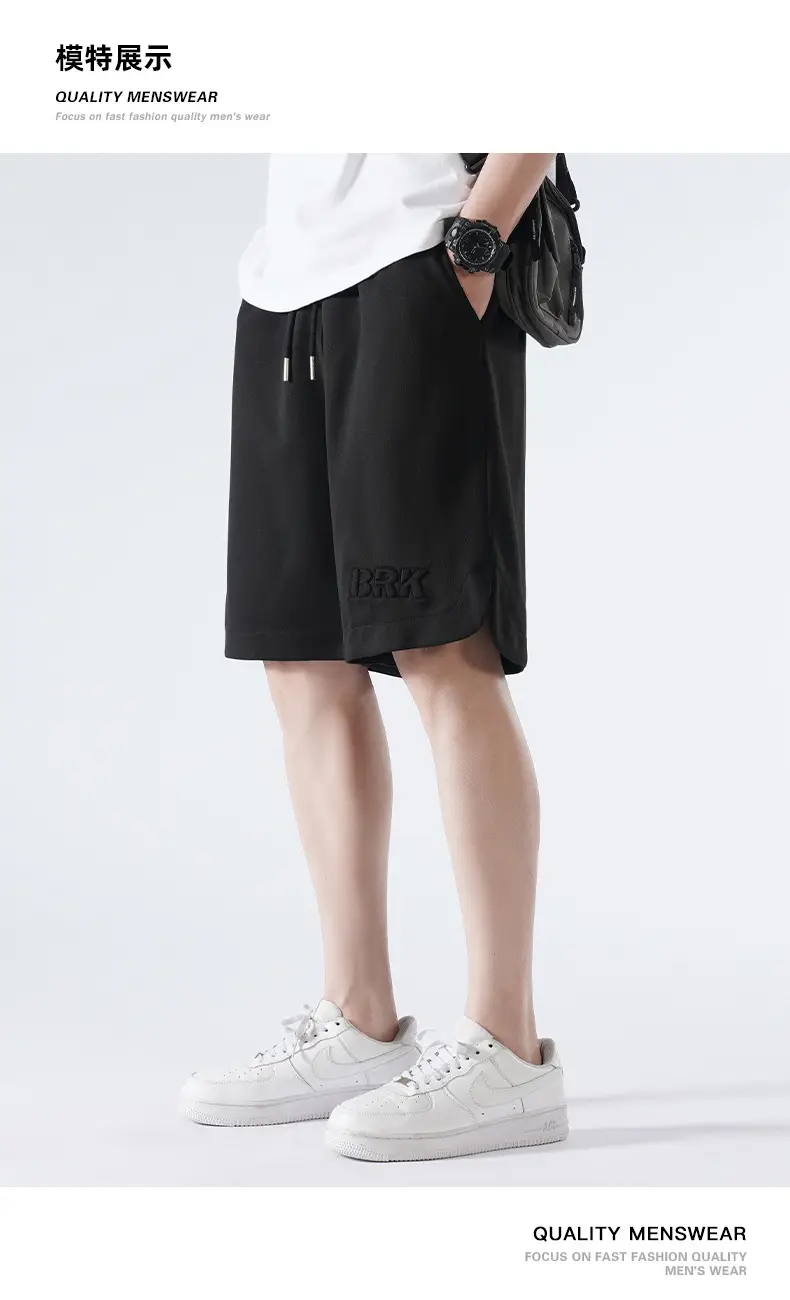 Men Pique Knit Shorts Black 2026 Summer — feature 8