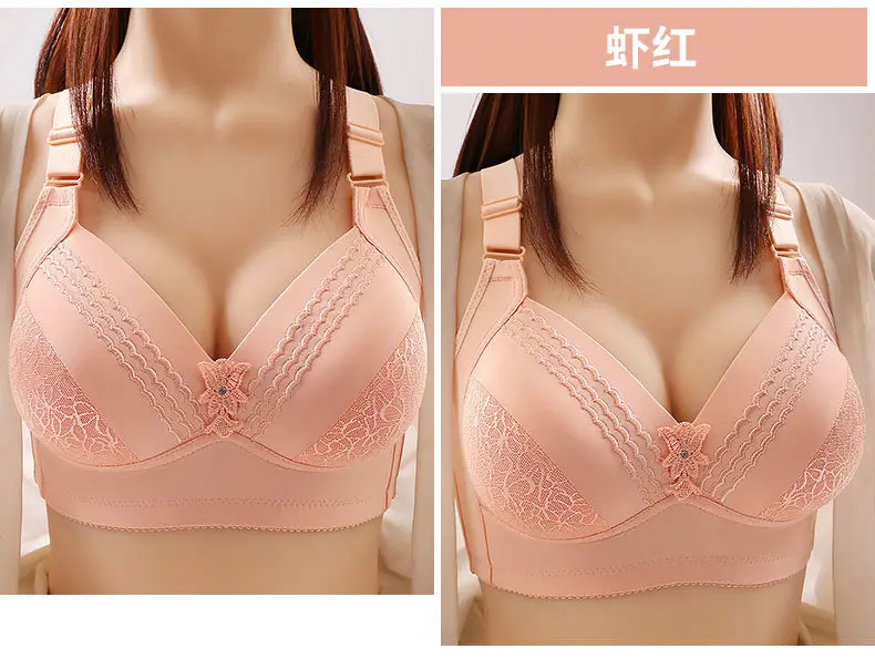 New high-grade large size thin cup without steel ring beautiful back underwear comfortable adjustable breathable sweat-absorbent mother bra — feature 23