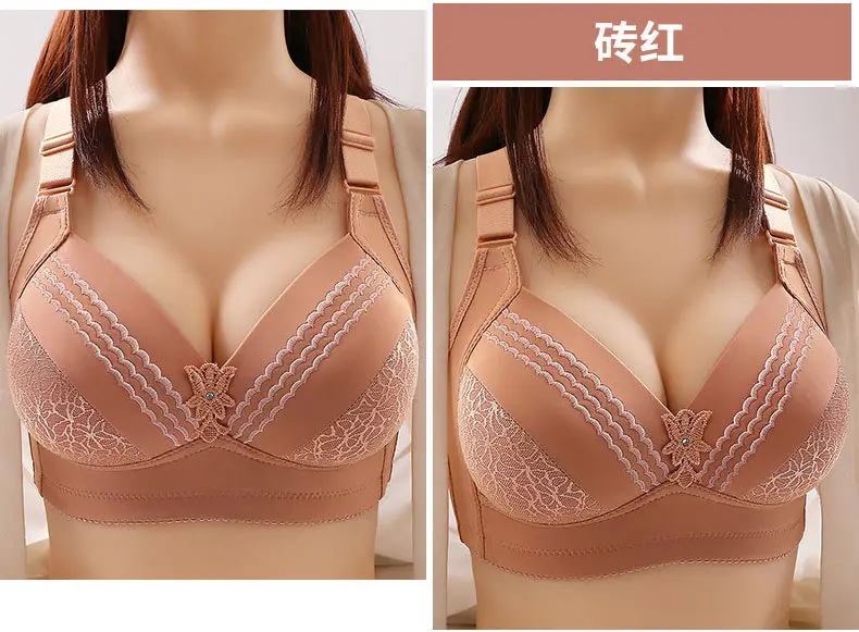 New high-grade large size thin cup without steel ring beautiful back underwear comfortable adjustable breathable sweat-absorbent mother bra — feature 25