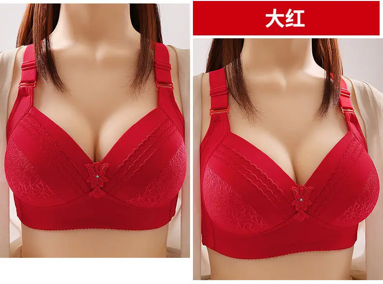 New high-grade large size thin cup without steel ring beautiful back underwear comfortable adjustable breathable sweat-absorbent mother bra — feature 27