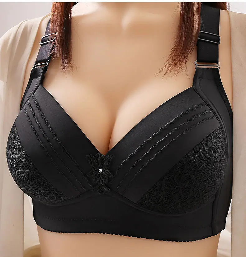 New high-grade large size thin cup without steel ring beautiful back underwear comfortable adjustable breathable sweat-absorbent mother bra — feature 28
